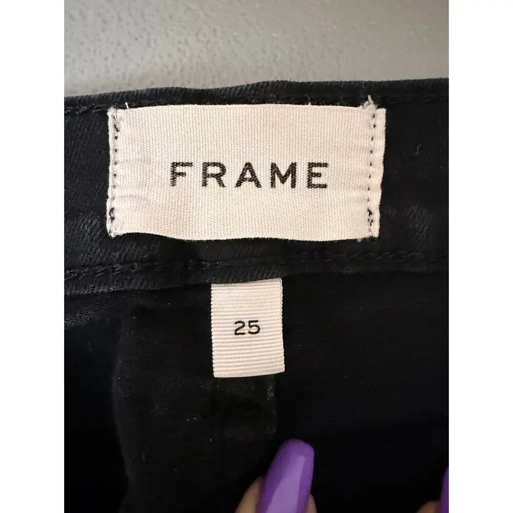 FRAME Le Skinny de Jeanne  Jeans Black High Rise S 25 Designer Denim
